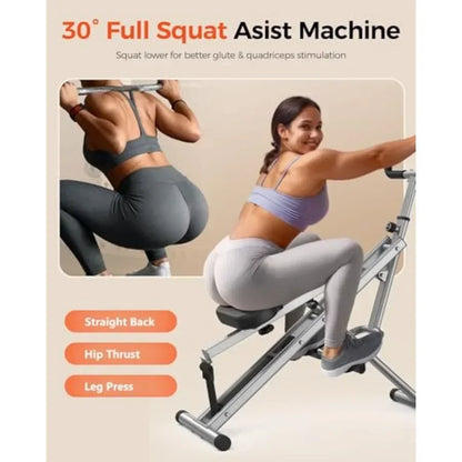 Squat Machine for home use, steel frame, black, foldable design with four adjustable resistance levels for glutes and thighs wo