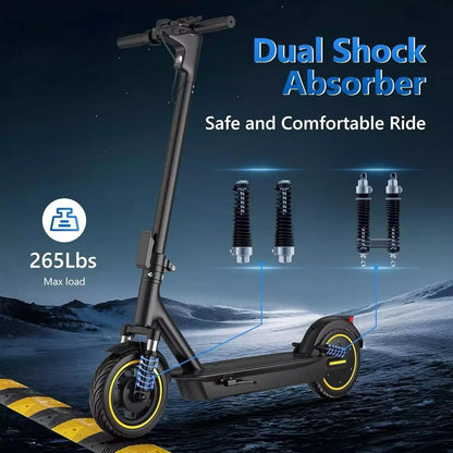 LADPED LPMAX 10" Solid tires Folding Electric Scooter 22MPH 500W 14.5AH 28Miles Super Long Range Dual Shock Absorber EScooter