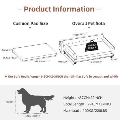 BINGOPAW Elevated Dog Bed Sofa Microfiber Leather Lounge Chair