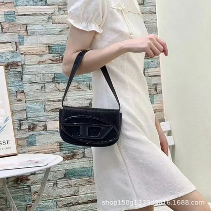 Frayed Edge Denim Mini Top Handle Bag D Logo Crossbody