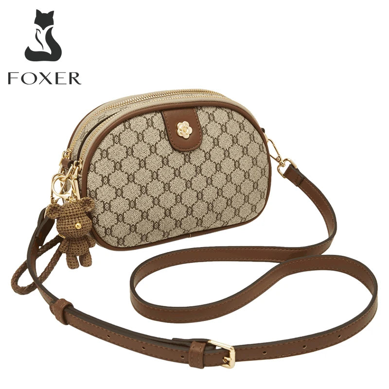 FOXER Womens PVC Leather Crossbody Shoulder Bag With Pockets