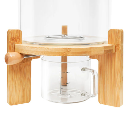 5L Cereal Dispenser Flour Rice Storage Container Glass Tank W/ Lid Measuring Mug For Pantry Organization And Storage