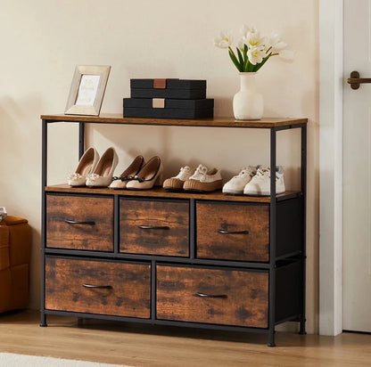 JHK ShoeStorage Cabinet Dresser With Multilevel TexturedFabric Drawers TVStandRack