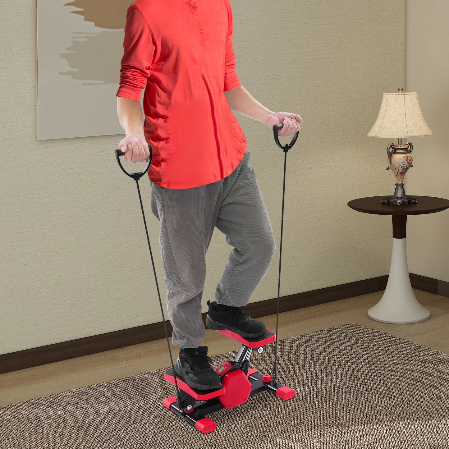 Portable Pedal Exerciser With Pull Ropes For Leg Arm Workouts