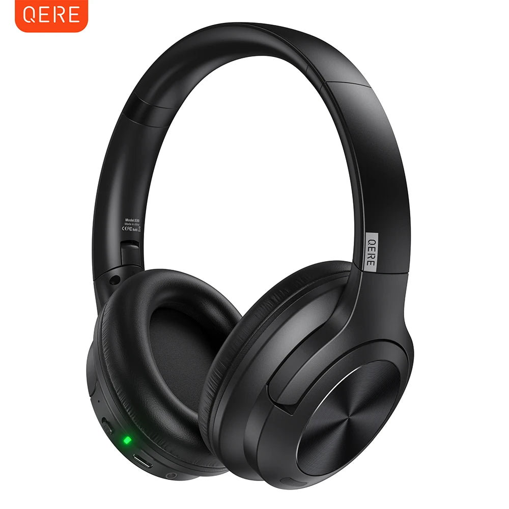 Wireless bluetooth headset QERE E80 Earphone 5.3 ANC Noise Cancellation Hi-Res Audio Over the Ear headphones 70H 40mm Driver2.4G