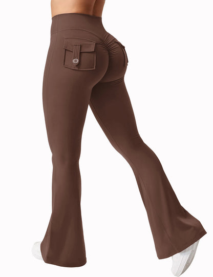 Summer Women's Cargo Pocket Fitness Tights - High-Waisted Stretch Butt Lift Yoga Running Pants
