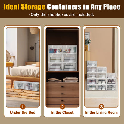 Transparent Shoe Box 24 Pack Foldable Organizer Storage