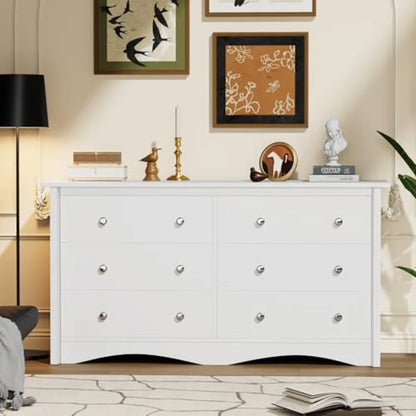 YESHOMY Dresser for Bedroom with 6 Drawers, 47.2" Modern Chest of Drawers, Wooden Dressers, TV Stand for Living Room, Closet, H