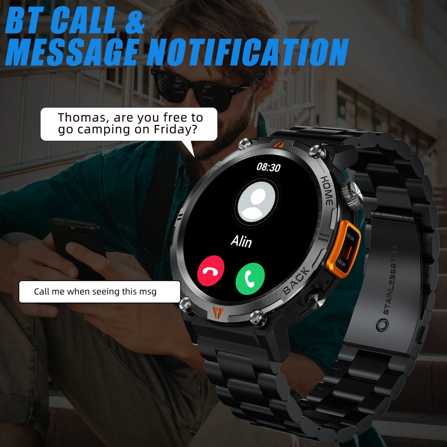 LaNikar KE3 Bluetooth Call Smart Watch IOS Android Health