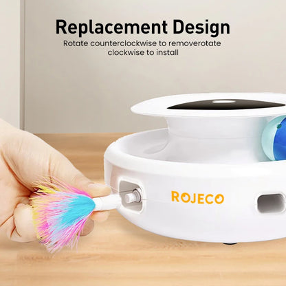 ROJECO 2 In 1 Cat Teaser Toy With Feather Ball Modes