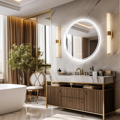 LUVODI Round Bathroom Mirror With Touch Sensor Anti Fog LED Light Dimmable