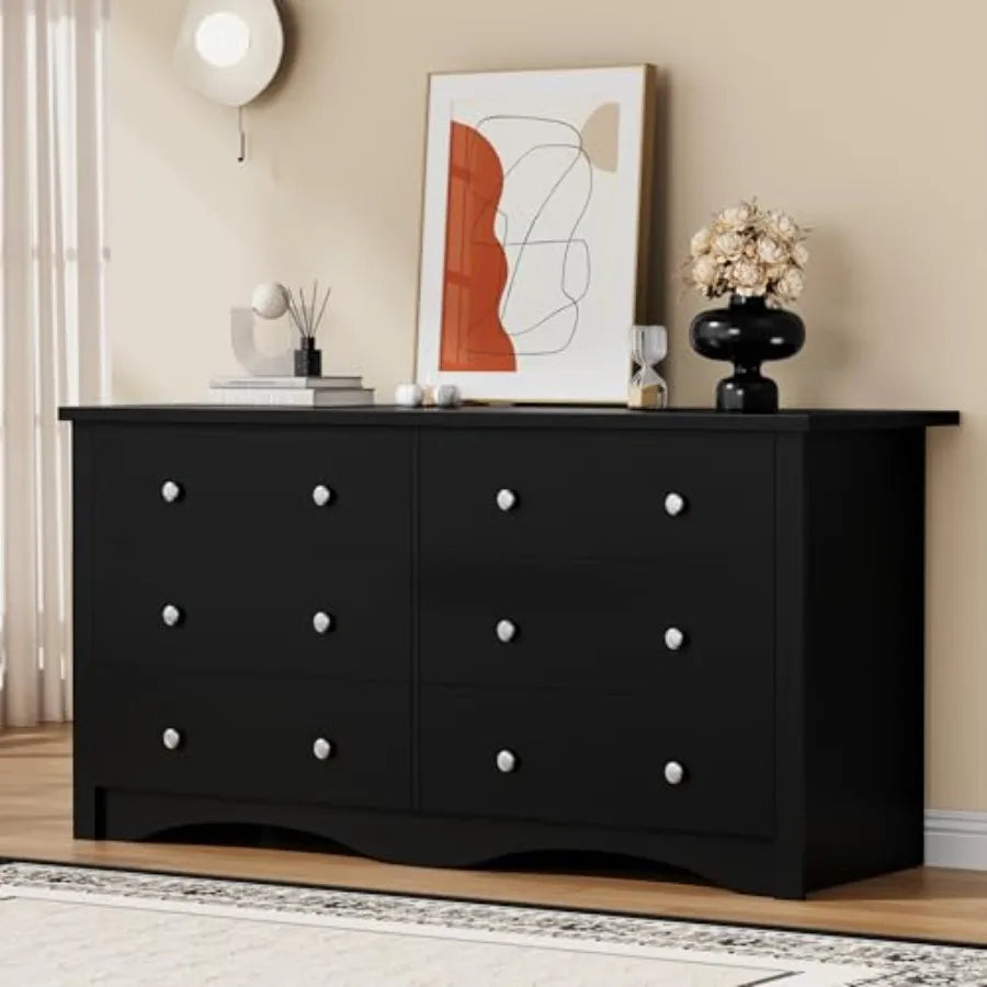 YESHOMY Dresser for Bedroom with 6 Drawers, 47.2" Modern Chest of Drawers, Wooden Dressers, TV Stand for Living Room, Closet, H