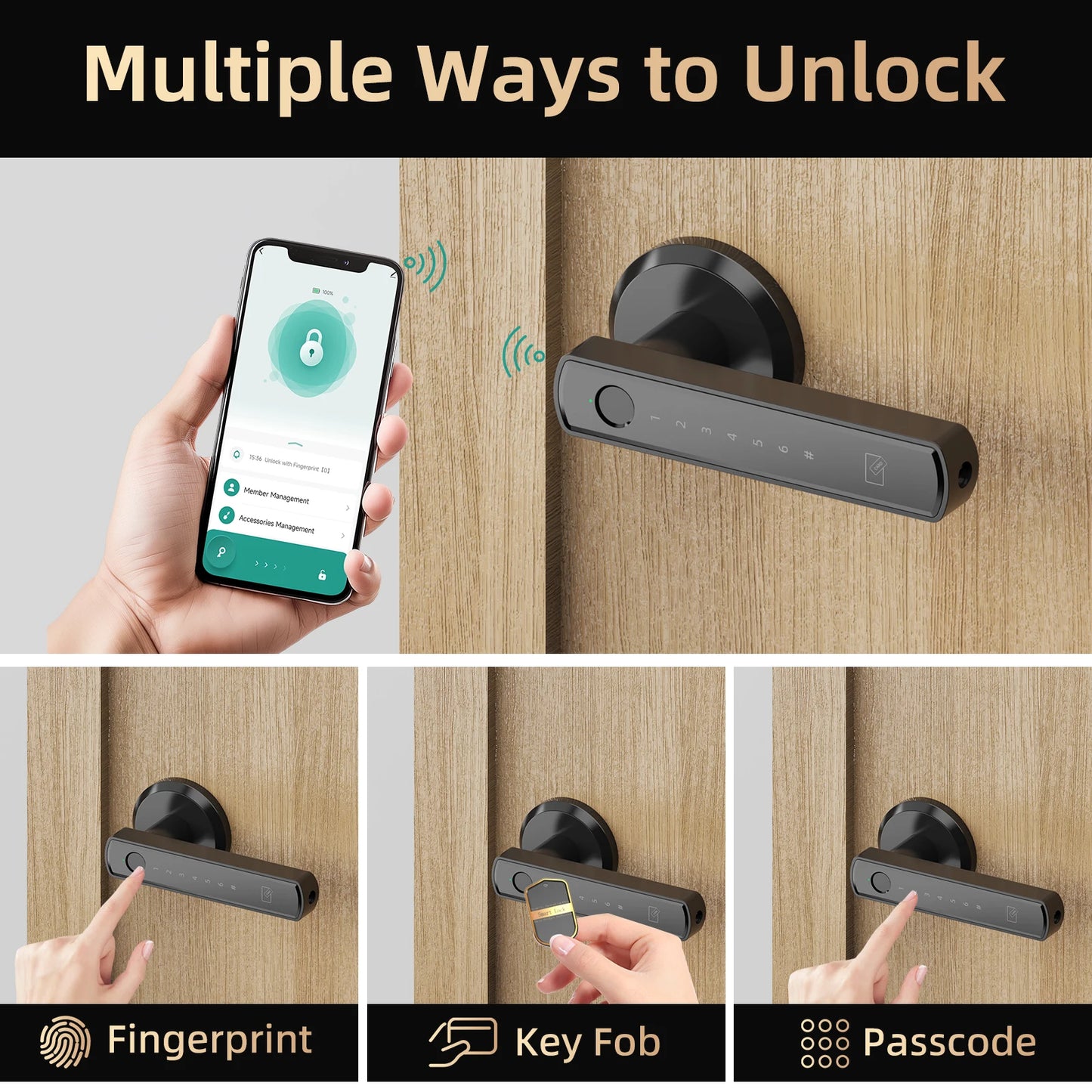 Viladepot Smart Lock Fingerprint Door Lock With App Control Passcode
