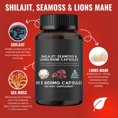 Quitmood Health Shilajit Fusion Capsules With Sea Moss Lions Mane