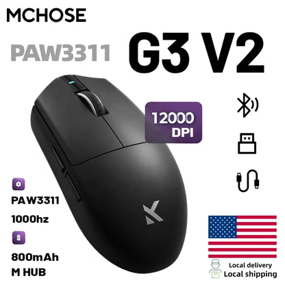 MCHOSE G3 V2 Wireless Gaming Mouse PAW 3311 Tri-Mode 800mAh