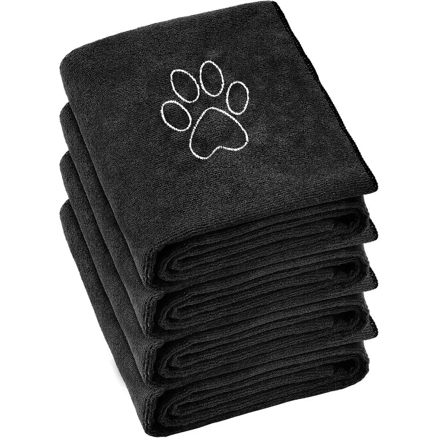 4 Pack Absorbent Soft Microfiber Dog Towels for Drying Large and Small Medium Pets During Grooming Sessions Ideal Bath Supplies
