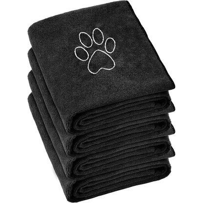 4 Pack Absorbent Soft Microfiber Dog Towels for Drying Large and Small Medium Pets During Grooming Sessions Ideal Bath Supplies