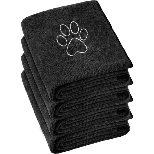 4 Pack Absorbent Soft Microfiber Dog Towels for Drying Large and Small Medium Pets During Grooming Sessions Ideal Bath Supplies