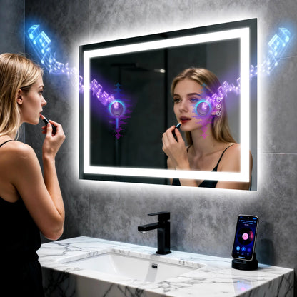 Borwart Smart LED Bathroom Mirror With Anti Fog And Speaker