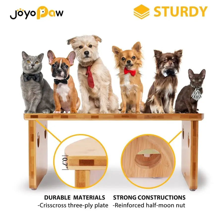 Dog Bowls, Bamboo Raised Dog Bowl for Large Dogs amp Medium Dogs, with 2 Stainless Steel Bowls 10 Tall48 oz Bowl