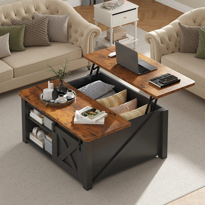 MCQ 31.5IN Wood Lift Top Coffee Tables Square Living Room Adjustable Storage Shelf Easy Lift Or Lower For Tea Dining Tables