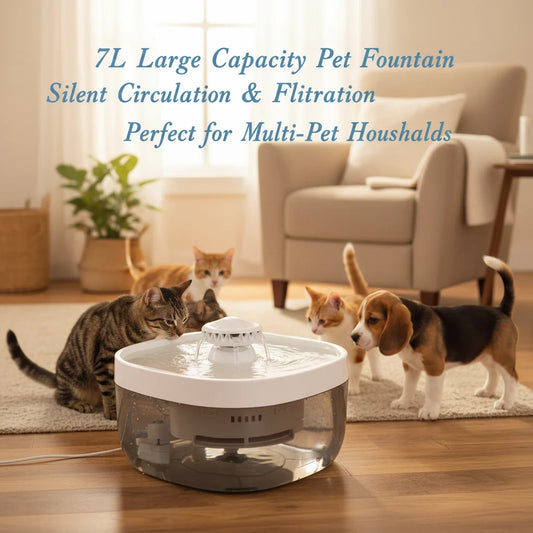 Pet Water Fountain 1.85 Gallon Large Capacity Ultra Quiet 30dB