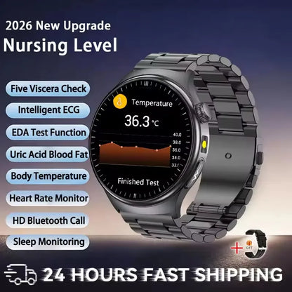 2026 New Accurate Diagnosis ECG Smart Watch Body Fat Blood oxygen BP Health Sport HD AMOLED Screen call Smart watch Men women