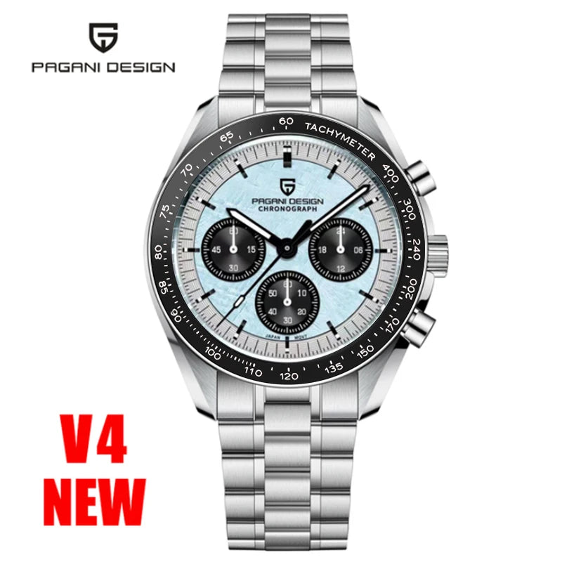 PAGANI DESIGN Moon Mens Watch Chronograph Quartz Automatic Waterproof Sapphire