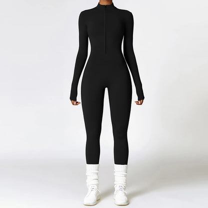 Winter Plush Yoga Jumpsuits Warm Women's Tracksuits Ski Fitness Overalls Long Sleeves Cycling Bodysuit One-Piece GYM Sports Suit