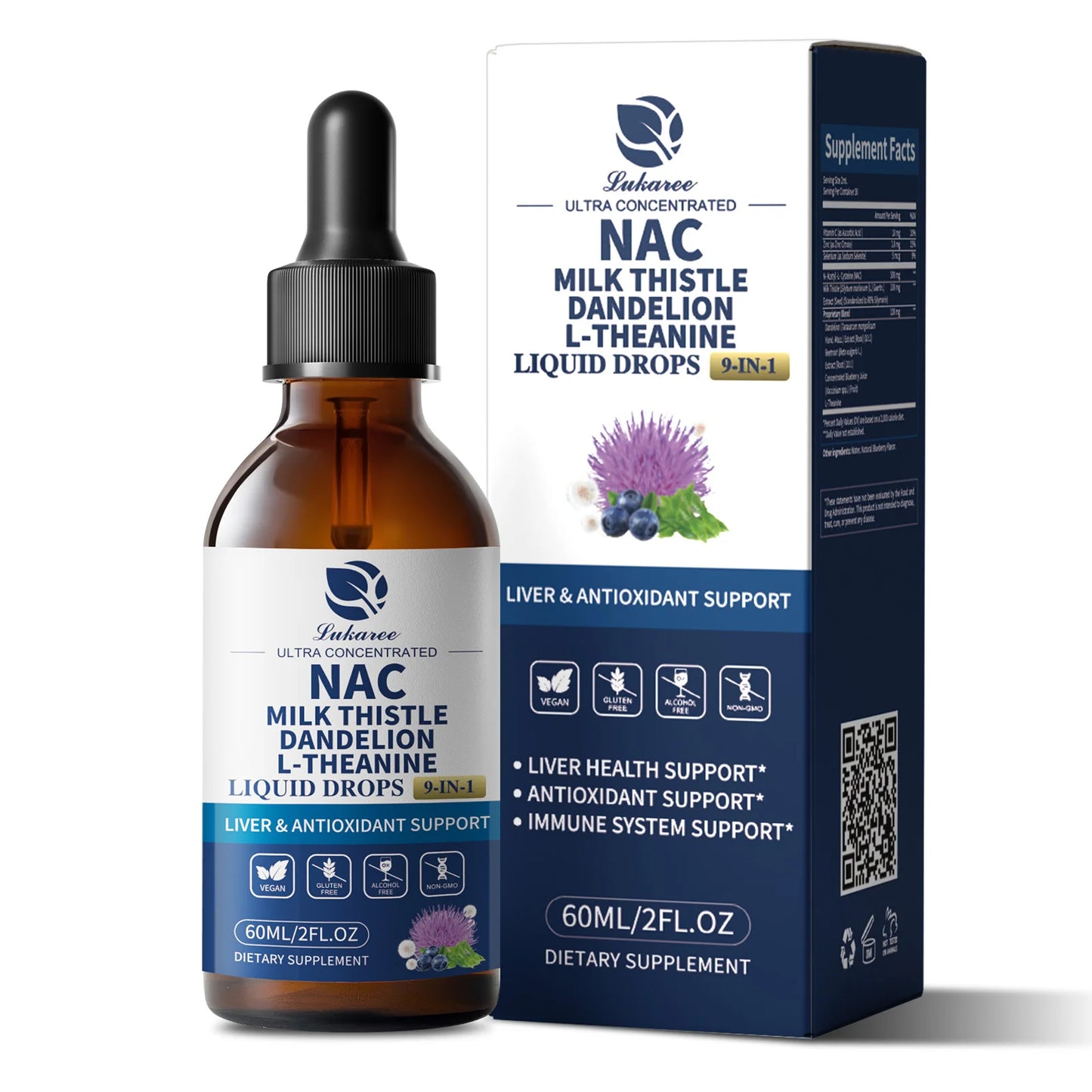 N-Acetyl-L-Cysteine NAC Supplement with Milk Thistle,Selenium for Liver & Kidney Support,Lung,Antioxidants & Immune Support
