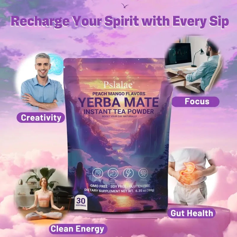 PslalaeCharge Yerba Mate 3-in-1 Energy Supplement Lions Mane Mushroom