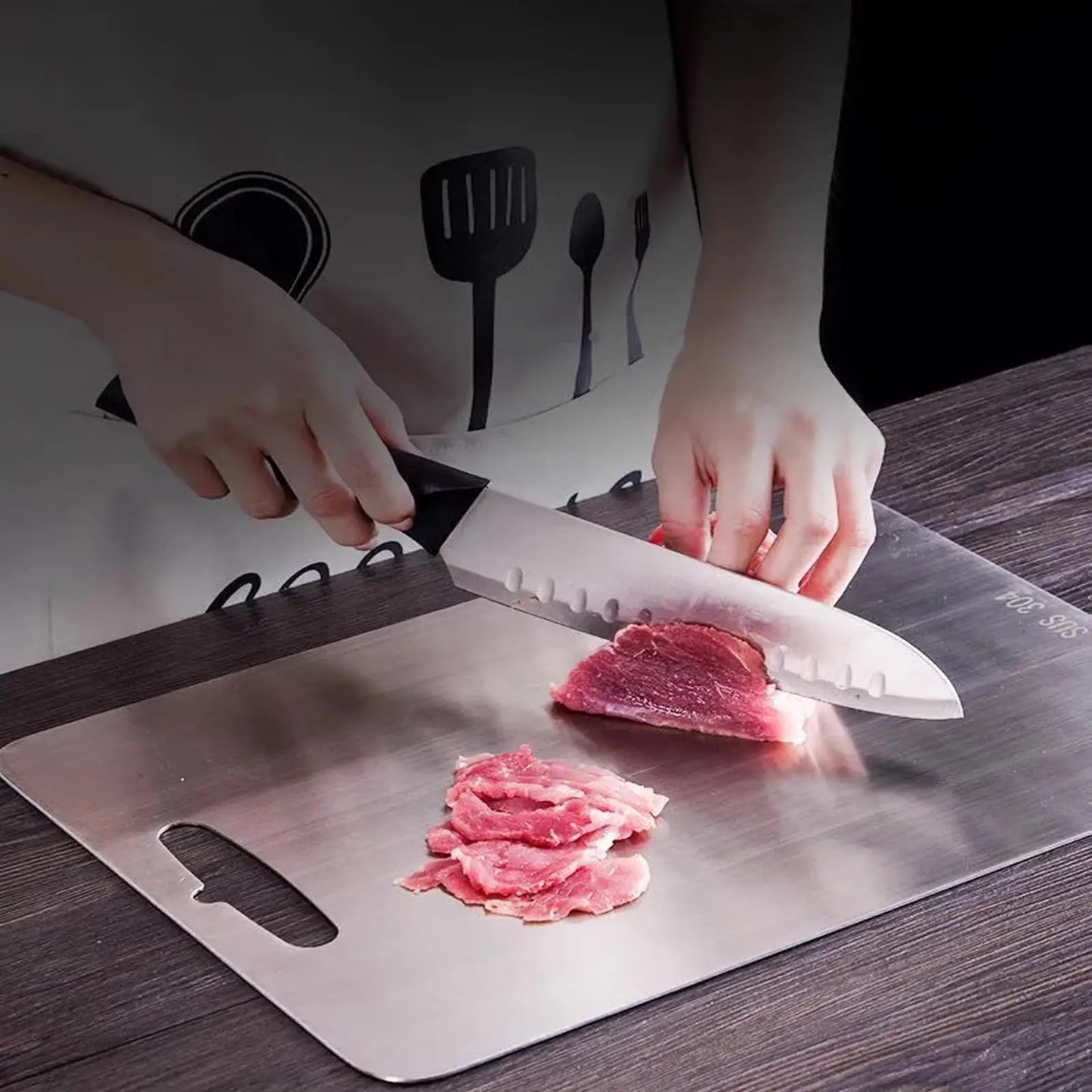 Cutting Boards for Kitchen Stainless Board 304 Steel Thickened Double Sided Food Grade Portable Fruit Meat Chopping