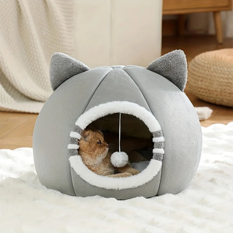 Luxurious Premium Cat Cave Bed With Plush Mat For Cats
