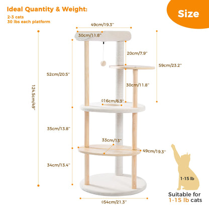 PAWZ Road Modern Cat Tree Tower With Scratching Post