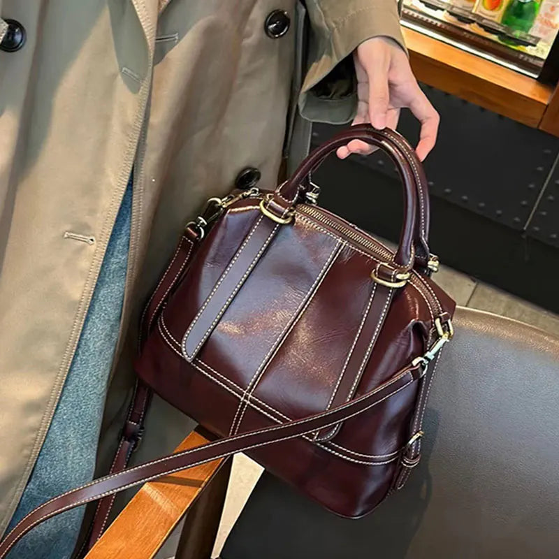 Luxury Designer Women's Bag High Quality Genuine Leather Shoulder Bag Woman Handbag Vintage Cow Leather Female Crossbody Bags