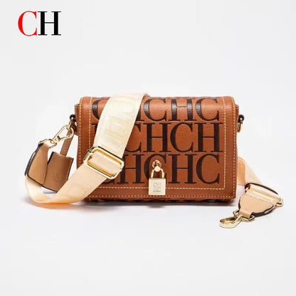 CH Women's Leather Crossbody Bag With Monogram Flap And Lock