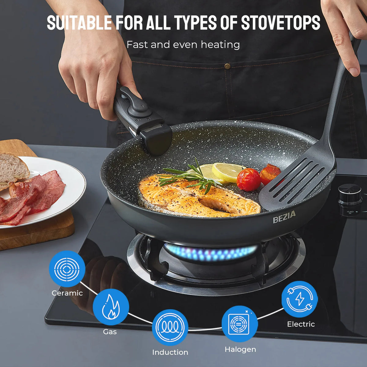 Induction Nonstick Cookware Set With Removable Handles