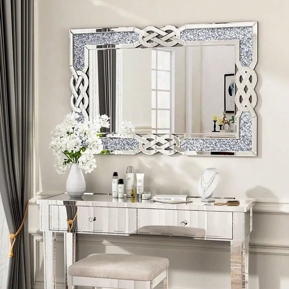 Hign-concerned Sparkling Crystal Crush Diamond Wall Mirror