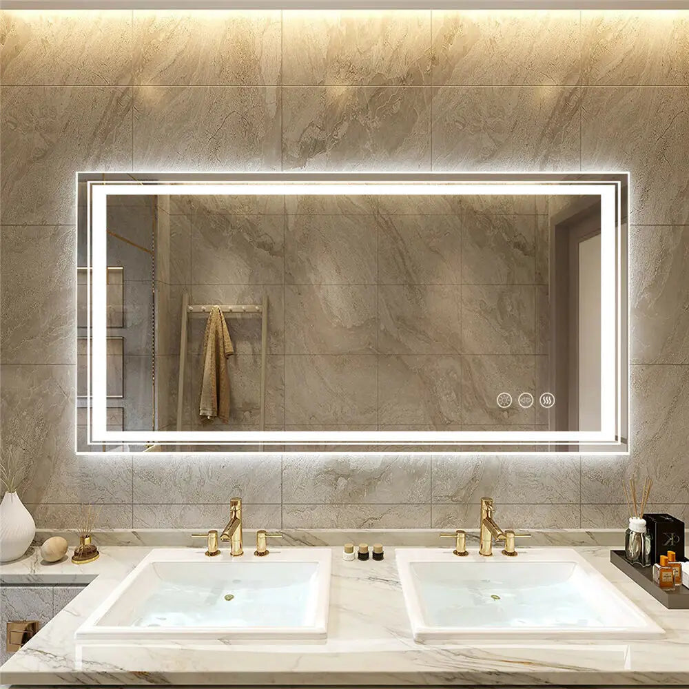 LED Mirror With Touch Switch For Bathroom Vanity Wall Mounted