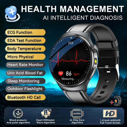2026 New Accurate Body Health analysis Smart Watch Men ECG Blood lipids Uric acid Blood Pressure Body Fat Voice Call Smartwatch