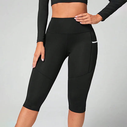 High Waist Yoga Pants Capri Leggings with Pockets for Women Tummy Control Workout Capri Leggings for Women