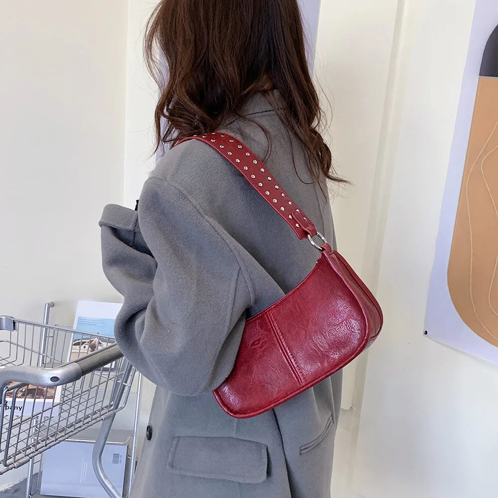 Women Retro Shoulder Bag Adjustable Strap Underarm Satchel Bag Casual Vintage Armpit Bag Crossbody Sling Bag Girl Stylish Purse