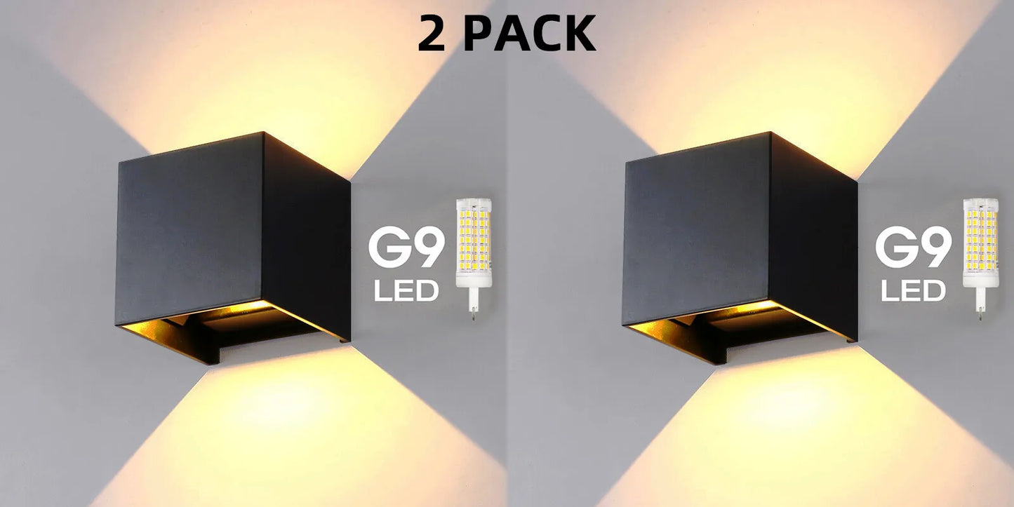 Modern LED Wall Lamp Waterproof IP65 Aluminum LED Wall Light Outdoor Indoor G9 Replaceable Bulb for Living Room Bedroom Hallway