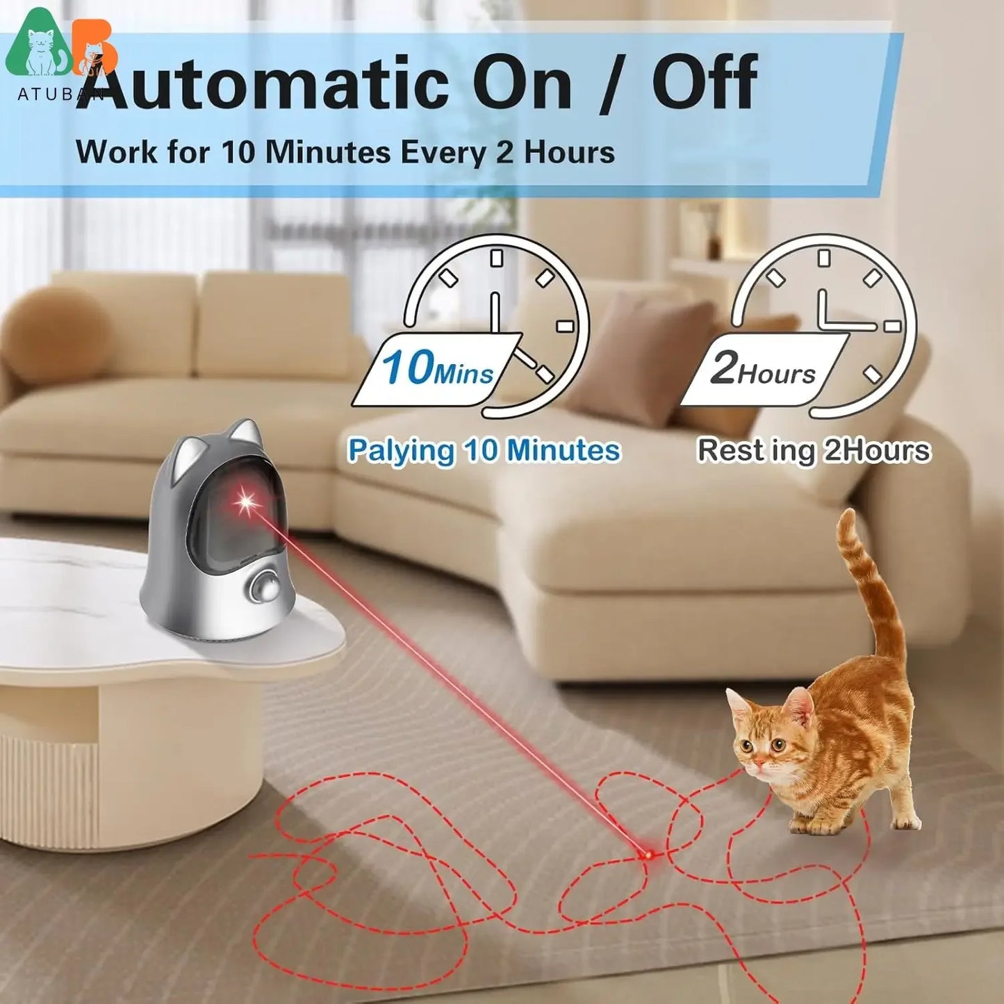 ATUBAN Interactive Laser Pointer Cat Toys for Indoor Cats