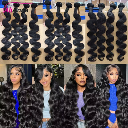 24 26 Inch Human Hair Bundles And Closure Body Wave Bundles With 4x4 Closure Raw Hair Bundles Human Hair 5x5 2x6 HD Lace Closure