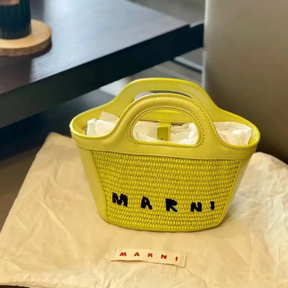 Elegant Mini Tote Bag With Leather Edges And Cutout Handle