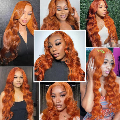 13x4 Body Wave Orange Ginger Lace Front Wigs Human Hair For Women 13x6 Hd Glueless Lace Frontal Wig 4x4 Closure Human Hair Wig