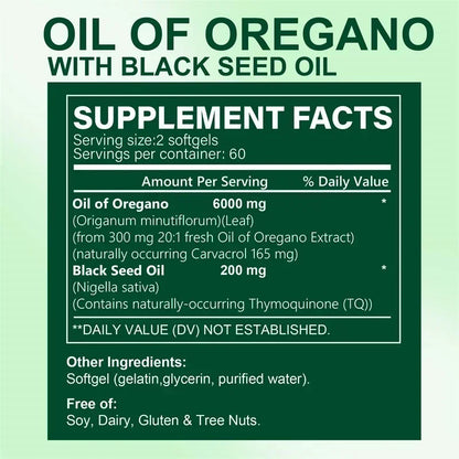 Pslalae Oregano Oil Softgels With Black Seed Oil For Digestion