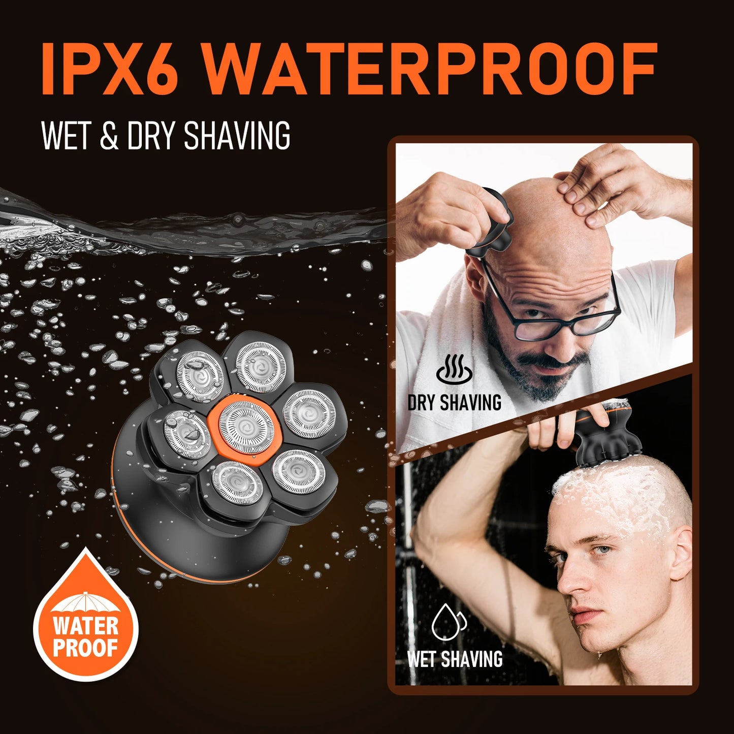 MAXGROOM 7D Electric Shaver For Man Blad Hair Trimmer Waterproof Head Shaver Beard Trimmer USB Rechargeable Head Shaving Machine