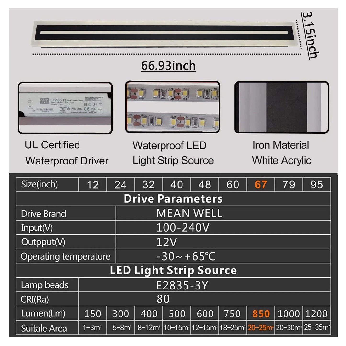 Outdoor LED Wall Sconce Modern Frosted Acrylic IP67